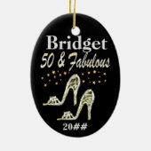 GLITZY 50E GEDATEERD & GEPERSONALISEERD ORNAMENT (Achterkant)