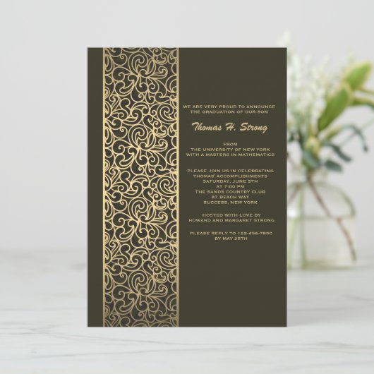 Glitzy Afstuderen Afstuderen Uitnodiging (Staand voorkant)