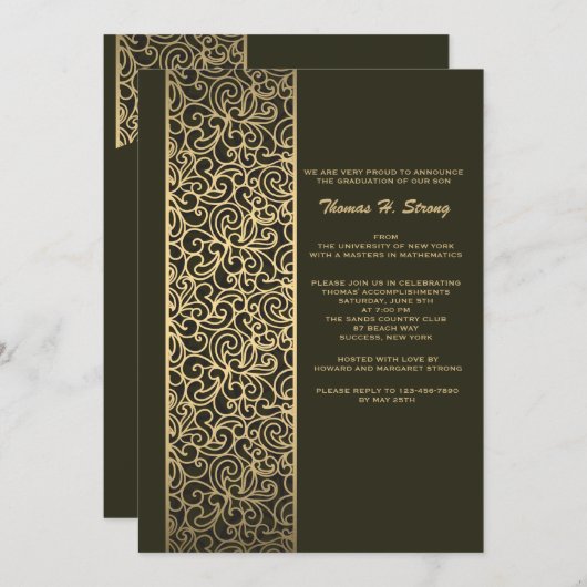 Glitzy Afstuderen Afstuderen Uitnodiging (Voorkant / Achterkant)