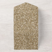 Glitzy Antiek Gold Glitter All In One Uitnodiging (Buitenkant)