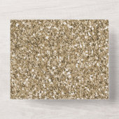Glitzy Antiek Gold Glitter All In One Uitnodiging (Achterkant)