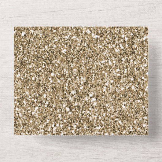 Glitzy Antiek Gold Glitter All In One Uitnodiging (Achterkant)