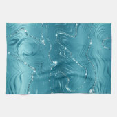 Glitzy Aqua Blauw Turquoise Marmer Theedoek (Horizontaal)