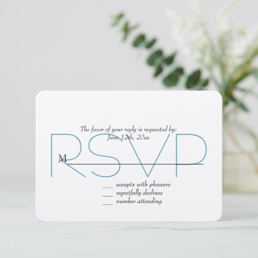 Glitzy Aqua Blue RSVP (Staand voorkant)