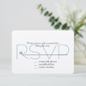 Glitzy Aqua Blue RSVP Kaartje (Staand voorkant)