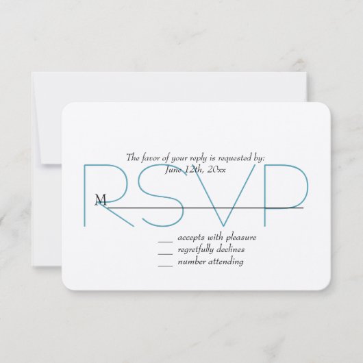 Glitzy Aqua Blue RSVP Kaartje (Voorkant)