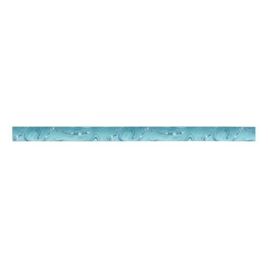 Glitzy Aqua Blue Turquoise Glitter Verjaardag Grosgrain Lint (Voorkant)
