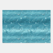 Glitzy Aqua Blue Turquoise Glitter Verjaardag Inpakpapier Vel (Voorkant 3)