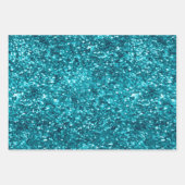 Glitzy Aqua Blue Turquoise Glitter Verjaardag Inpakpapier Vel (Voorkant 2)