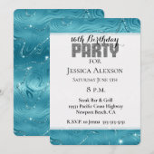 Glitzy Aqua Blue Turquoise Glitter Verjaardag Kaart (Voorkant / Achterkant)