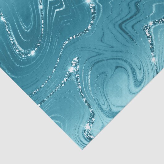 Glitzy Aqua Blue Turquoise Glitter Verjaardag Tissuepapier (Detail)