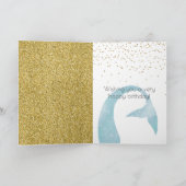Glitzy Aqua Gold Glitter Sparkle Mermaid Kaart (Binnen)