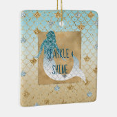 Glitzy Aqua Mermaid Blue Glitter Keramisch Ornament (Rechts)