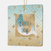 Glitzy Aqua Mermaid Blue Glitter Keramisch Ornament (Links)