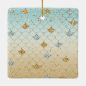 Glitzy Aqua Mermaid Blue Glitter Keramisch Ornament (Achterkant)