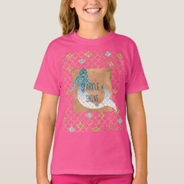 Glitzy Aqua Mermaid Blue Glitter      T-shirt