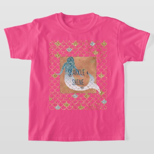 Glitzy Aqua Mermaid Blue Glitter      T-shirt (Laagn)