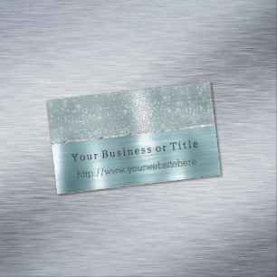 Glitzy Aqua Silver Sparkle Magnetisch Visitekaartje