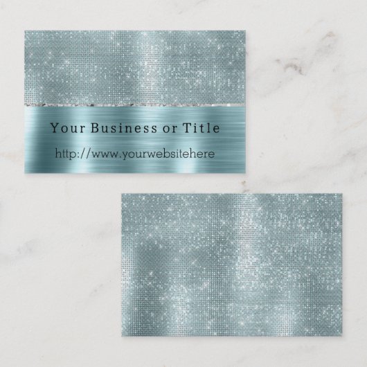 Glitzy Aqua Silver Sparkle Visitekaartje (Voorkant / Achterkant)