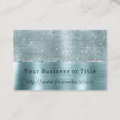 Glitzy Aqua Silver Sparkle Visitekaartje (Voorkant)