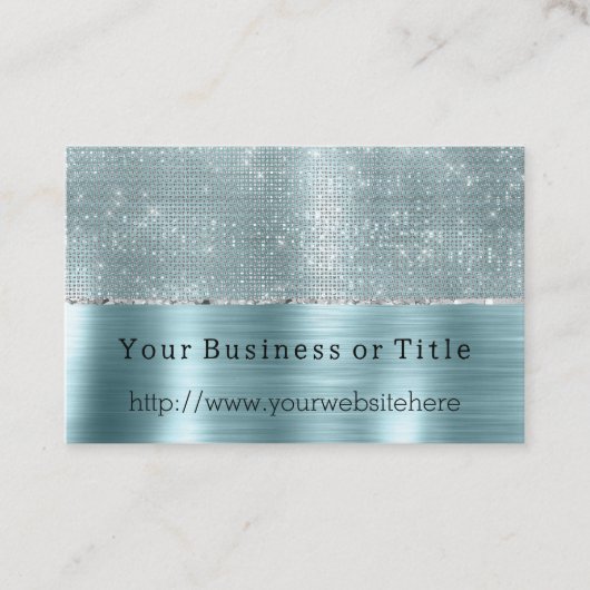 Glitzy Aqua Silver Sparkle Visitekaartje (Voorkant)