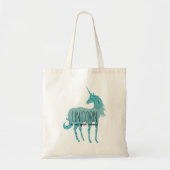 Glitzy Aqua Turquoise Glitter Unicorn Quote Tote Bag (Voorkant)