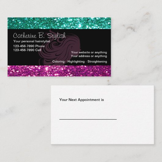 Glitzy Beauty Visitekaartjes Afsprakenkaartje (Voorkant / Achterkant)