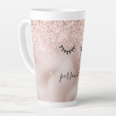 Glitzy Black Eyelashes Blush Pink Glitter Latte Mok (Linkerhoek)