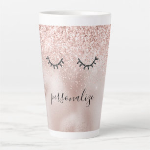 Glitzy Black Eyelashes Blush Pink Glitter    Latte Mok
