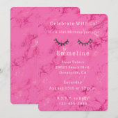 Glitzy Black Glitter Wimpers Roze Verjaardag Kaart (Voorkant / Achterkant)