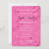 Glitzy Black Glitter Wimpers Roze Verjaardag Kaart (Voorkant)