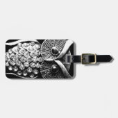 Glitzy Black Owl Design met adresgegevens Bagagelabel (Voorkant horizontaal)