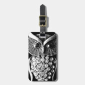 Glitzy Black Owl Design met adresgegevens Bagagelabel (Voorkant verticaal)