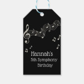 Glitzy Black & White Musical Notes Birthday Cadeaulabel (Voorkant)