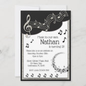 Glitzy Black & White Musical Notes Birthday Kaart (Voorkant)