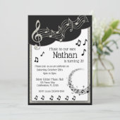 Glitzy Black & White Musical Notes Birthday Kaart (Staand voorkant)