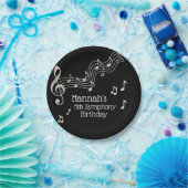 Glitzy Black & White Musical Notes Birthday Papieren Bordje (Feest)