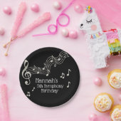 Glitzy Black & White Musical Notes Birthday Papieren Bordje (Feest)