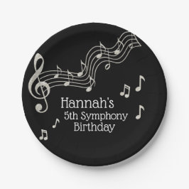 Glitzy Black & White Musical Notes Birthday Papieren Bordje
