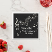 Glitzy Black & White Musical Notes Birthday Servet (Insitu)