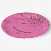 Glitzy Black Wimpers Roze Glitter Verjaardag Papieren Bordje (Gekanteld)