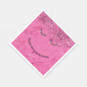 Glitzy Black Wimpers Roze Glitter Verjaardag Servet (Hoek)