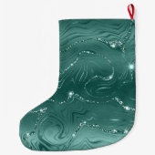 Glitzy Blauwgroen Green Gold Glitter Grote Kerstsok (Achterkant)