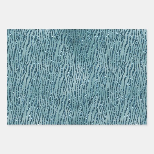 Glitzy Blauwgroen Groen Glitter Sparkle Inpakpapier Vel (Voorkant 3)
