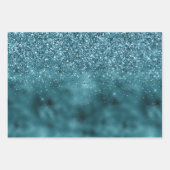 Glitzy Blauwgroen Groen Glitter Sparkle Inpakpapier Vel (Voorkant 2)