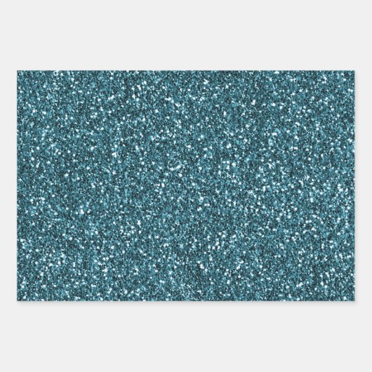 Glitzy Blauwgroen Groen Glitter Sparkle Inpakpapier Vel (Voorkant)