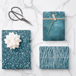 Glitzy Blauwgroen Groen Glitter Sparkle Inpakpapier Vel