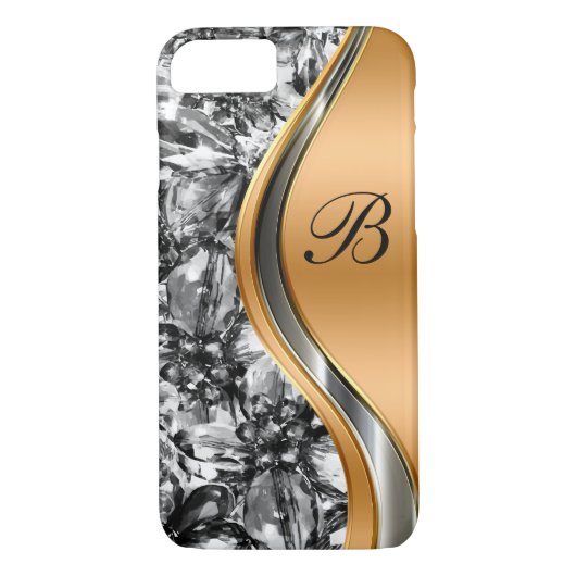 Glitzy Bling Monogram Stijl Case-Mate iPhone Case (Achterkant)
