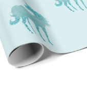 Glitzy Blue Aqua Sparkle Unicorn Wrapping Paper Cadeaupapier (Rol Hoek)