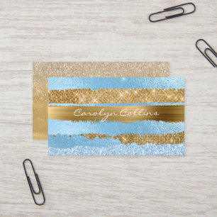 Glitzy Blue en Gold Glittery Visitekaartje